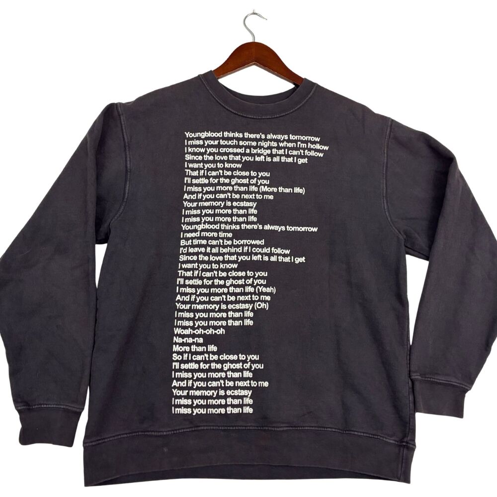 Ghost Youngblood Lyrics Sweatshirt Crewneck Dark Gray Pullover Music Merch